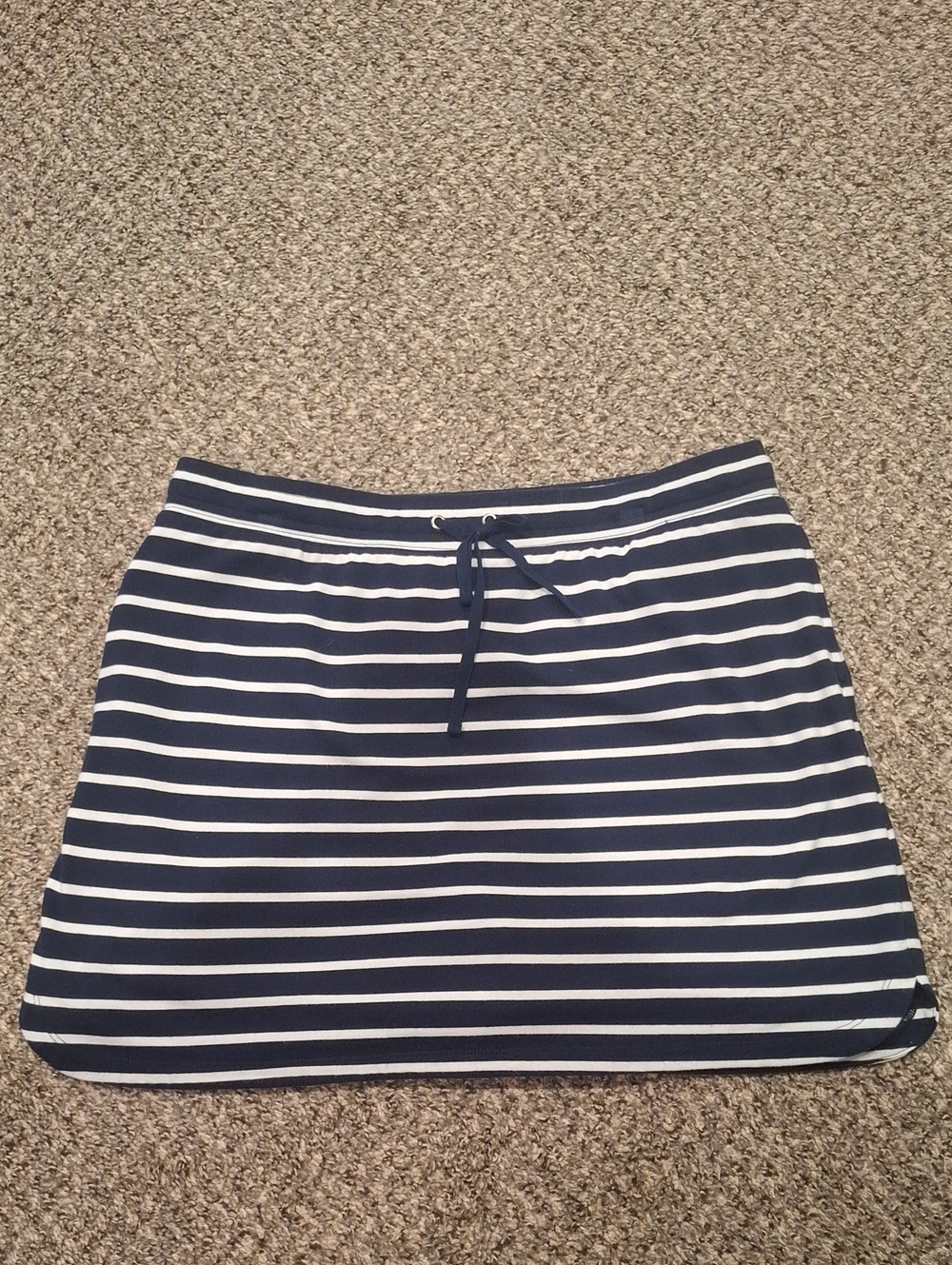 Navy and White Striped Drawstring Skort
